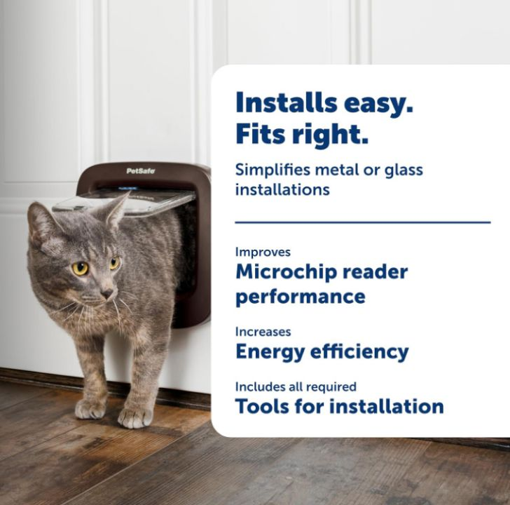 lot 811 image: PetSafe Microchip Cat Door Installation Adaptor, Easy Install into Glass or Metal Doors and Walls, white (cat flap sold separately)