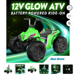 lot 4098 image: Kid Trax 12V Electric ATV Ride-On Toy with LED Glow Lights