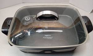 lot 4100 image: Presto Foldaway Electric Skillet with Glass Lid