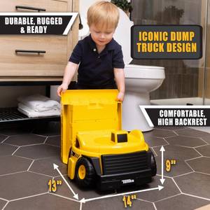 lot 4102 image: Tonka Dump Truck Potty Trainer for Toddlers, 2-in-1 Potty Chair and Potty Ring with Splash Guard, Built-in Handles, Easy Clean Removable Pot