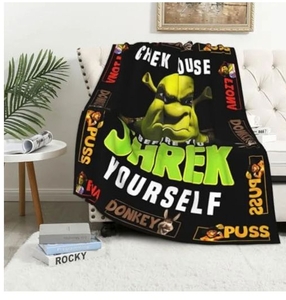 lot 4254 image: Shrek Check Yourself Fleece Throw Blanket