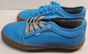 lot 4261 image: Vans Blue Canvas Skateboard Shoes with Gum Sol - Size 8