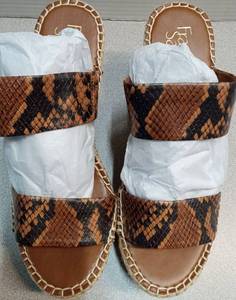 lot 4265 image: Franco Sarto Snake Print Espadrille Platform Sandals - Size 6.5