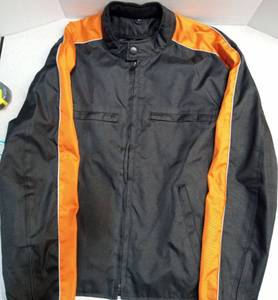 lot 4273 image: Black and Orange Motorcycle Racing Jacket - Size L