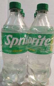 lot 4292 image: Sprite Lemon-Lime Soda Plastic Bottles 6 pack 20 oz bottles - Best by 11926