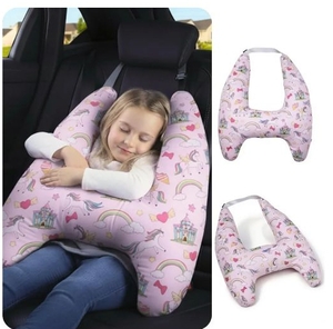 lot 4296 image: Unicorn Castle Print Travel Pillow with Carrying Handle
