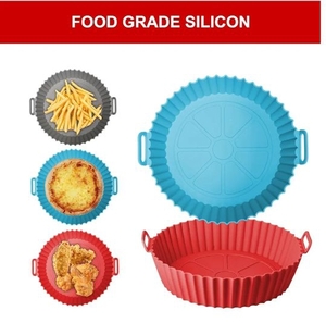 lot 4309 image: 3 Piece Air Fryer Silicone Liner Set with Tongs