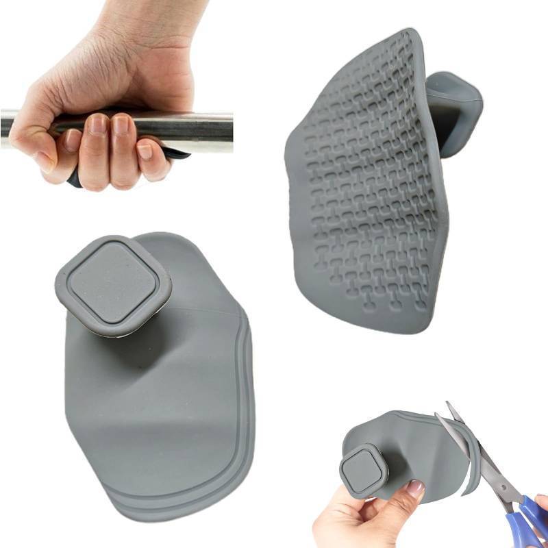 lot 421 image: Anti-Slip Workout Grips with Cuttable Grooves  Extra-Wide & Extended Silicone Hand Protector for Bench Press, Weight Lifting & Pull-Ups  Non-Slip, Dust-Resistant, MenWomen Gym Gloves (Gray)