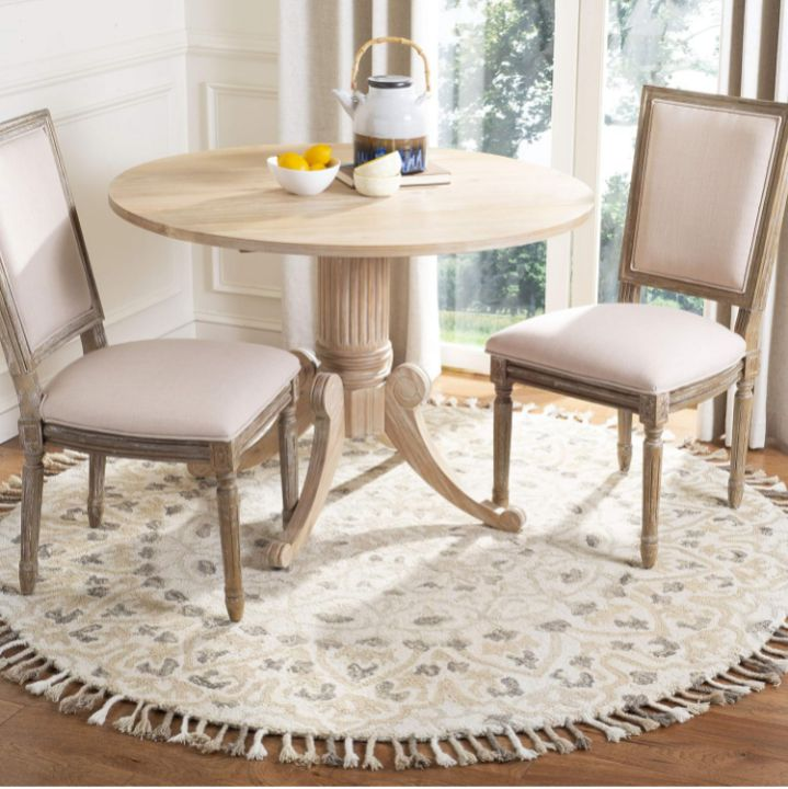 lot 719 image: SAFAVIEH Blossom Collection Area Rug - 6 Round, Ivory & Taupe - Retail $162