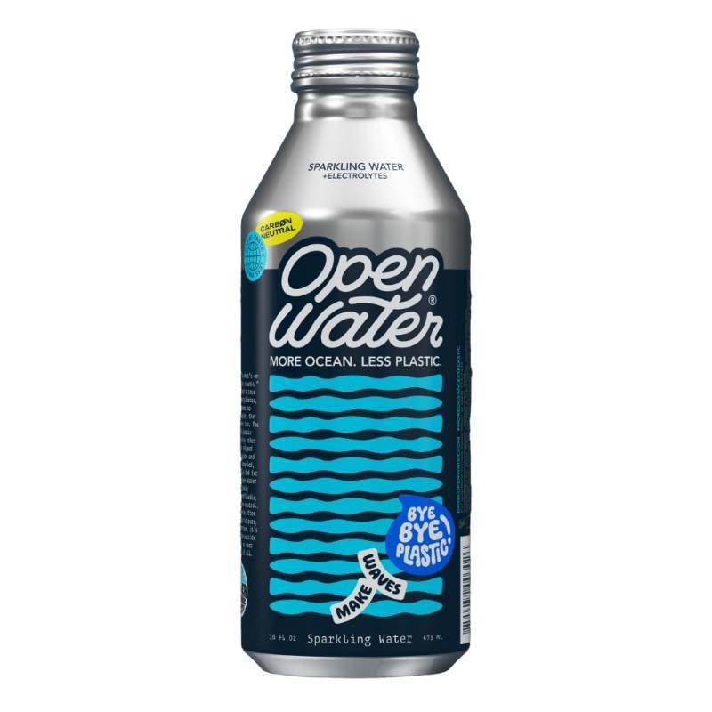 lot 745 image: Open Water Sparkling 16oz bottles - Sustainable Aluminum Bottled Sparkling Water With Electrolytes - 7.0 pH Balanced BPA-Free Ultra-Purified Water (24 Pack) Exp. Nov.2026.