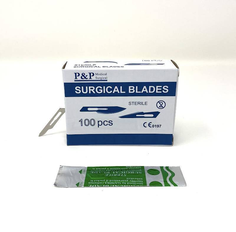 lot 783 image: P&P Medical Surgical Disposable Surgical Scalpel Blades Sterile High Grade Carbon Steel 2.1% 10xx Individually Foil Wrapped by P&P MEDICAL SURGICAL (Size #15 Box of 100)
