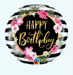 lot 4112 image: Round Happy Birthday Mylar Balloon Bouquet