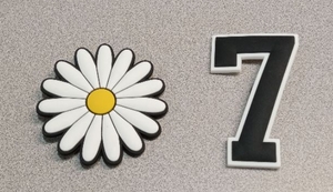 lot 4116 image: Decorative Daisy Flower and Number 7 Croc purse decals