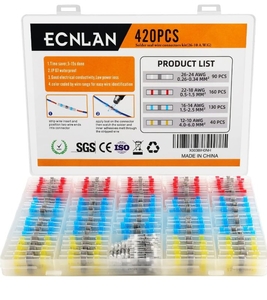 lot 4121 image: 420PCS Solder Seal Wire Connectors - ECNLAN Insulated & Waterproof Wire Connector Kit for Marine Automotive Motorcycle Electrical
