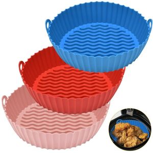 lot 4127 image: 3 Pack Air Fryer Silicone Liners Pot for 3 to 5 QT, Air Fryer Silicone Basket Bowl, Replacement of Flammable Parchment Paper, Reusable Baking Tray Oven Accessories (Top 7.5in, Bottom 6.8in)