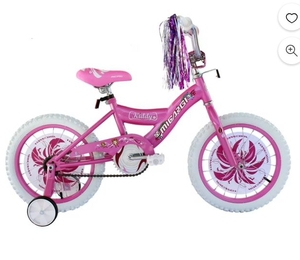 lot 4130 image: 16 Inch Pink Girls BMX Bicycle with Training Wheels