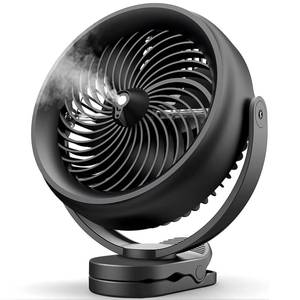 lot 4134 image: Yeedie 10000mAh Battery Operated Clip on Fan, 8-Inch Desk Stroller Cool Misting Fan, 2 Mist Modes Output with 200ml Water Tank, 3 Speeds, Sturdy Clamp for Outdoor Travel, Black