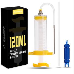 lot 4135 image: CHUMXINY Tubeless Sealant Injector,120 ML Tire Sealant Injector with Push-in Metal Connector for Presta Schrader Valve