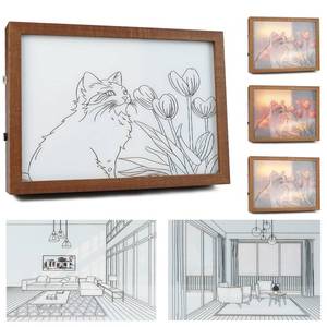 lot 4144 image: Syongzida Lighting Painting Decoration, USB Charging Three-Color Touch Dimmable With 3 Creative Light and Shadow Paintings