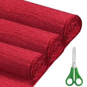 lot 4146 image: Crepe Paper Roll (17Inch x 8.2ft), 3 Rolls, Crepe Paper, DIY Gift Color Paper Flowers Set for Mothers Day, Valentines Day, Birthday and Wedding Decoration Flowers Making (Red)