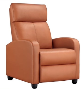 lot 4157 image: Yaheetech adjustable PU Leather Recliner Chair with Pocket Spring -Tan- Retail $130