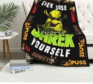 lot 4370 image: Shrek Movie Quote Throw Blanket Soft Flannel Fleece