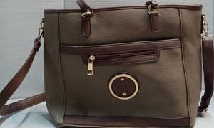 lot 4377 image: Brown Leather Tote Bag with Gold Hardware