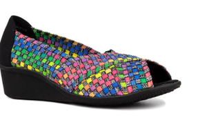 lot 4390 image: Karen Scott Multi Woven Padded Stretch Wedge Sandals Size M 8 12 -