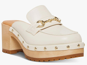 lot 4393 image: Madden Girl Suzanne Faux Leather Embellished Clogs Ivory Size 9