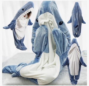 lot 4395 image: Shark Blanket Hoodie Onesie Wearable Sleeping Bag Costume