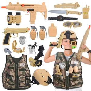 lot 4411 image: CAPTAIN CHAOWING 17 PCS Kids Army Costume, Military Soldier Dress up Role Play, Combat Marines for Halloween with Camouflage Vest, Helmet and Accessories for Kids Boys 3