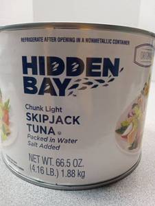 lot 3516 image: Hidden Bay Chunk Light Skipjack Tuna 66.5 oz Can Best By 72225