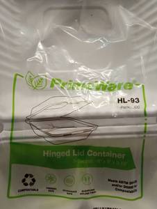 lot 3536 image: PrimeWare Disposable Hinged Lid Food Containers 100 Pack