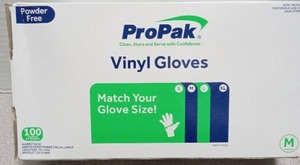lot 3543 image: ProPak Powder Free Vinyl Gloves 100 Count Medium Size