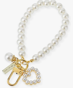 lot 4181 image: Teaaha Pearl Keychain Wristlet Golden Imitation Pearl Key Chain Women Cute Purse Charms Love Heart Pendant Girly Backpack Key Ring for Car Keys (Heart)