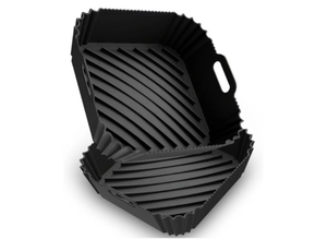 lot 4185 image: RED AND GREY Air Fryer Silicone Liners 2 Pack, Reusable Square Air fryer Basket Liners, 4-6Qt Silicone Baking Tray for Instant Air fryer