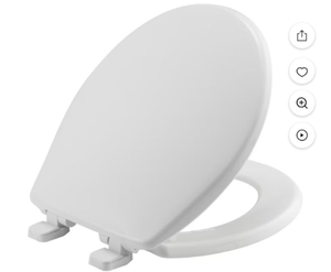lot 4194 image: Mayfair Caswell Slow Close Round Plastic Toilet Seat in White Never Loosens- Round Benton. 15x16.5x2