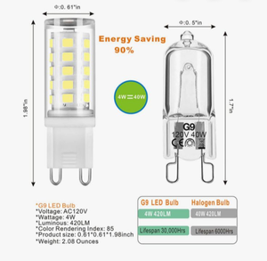 lot 4198 image: ATA G9 LED Light Bulbs 6 Pack Energy Saving 3000 Hour Lifespan