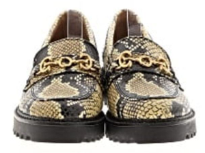 lot 4431 image: Circus Womens Snake Print Loafers with Gold Chain Detail - Size 8 12