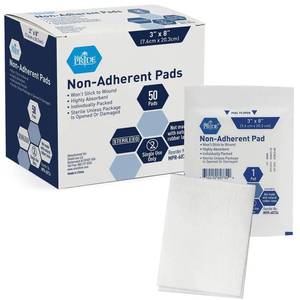 lot 4434 image: MED PRIDE Sterile Nonstick Pads for Wound Care, Absorbent Non-Adherent, Painless Removal, Individually Wrapped (3x8 Inch (Pack of 50))