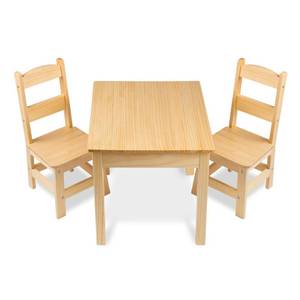 Melissa & Doug Solid Wood Kids Table and Chairs (2), Premium Quality Wooden Toddler Table and Chair Set for Kids Playroom Furniture & Montessori Classroom Furniture for Boys & Girls Ages 3+ - Retail: $129