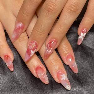 lot 4442 image: 24Pcs Maple Leaves Press on Nails Long Fake Nails with Gradient Designs Acrylic Nails Fall Press ons False Nails Full Cover Autumn Floral Stick on Nails Reusable Artificial Nails for Women Girls