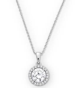 lot 4446 image: Rocksbox Kate Pendant Necklace  - High Polish Silver and Rhodium Plating with Cubic Zirconia - Premium Quality Jewelry