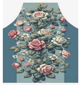lot 4456 image: Floral Kitchen Apron with Rose Pattern 2 pack