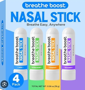 lot 4466 image: Breathe Boost Nasal Stick 4-Pack Portable Inhaler