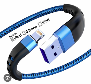 lot 4609 image: 3pck 10ft Lighting Chargers For iPhone or iPad Blue