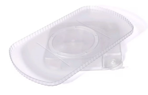 lot 4610 image: Clear Rectangular Fridge Lazy Susan Turntable Organizer 360° Rotating Food Storage Tray with Suction Cups BPA-Free Plastic 15 x 10.5 in