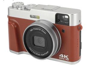 lot 4615 image: Digital Camera, 4K HD Camera, 48MP Compact Point and Shoot Video Camera with 16X Zoom Anti Shake, 2.8 Inch Screen Compact Vintage Camera for Travel Photography (Brown)