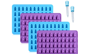 lot 4621 image: Gummy Molds Bear Candy Silicone - Mini Size Chocolate Gummy Molds with 2 Droppers Nonstick Food Grade Silicone Molds Pack of 4