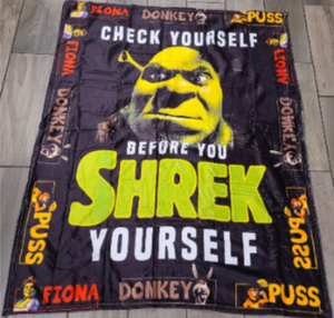 lot 4626 image: Ultra Soft Fleece Throw Microfiber Check Yourself Before you Shrek Yourself Throw Blanket
